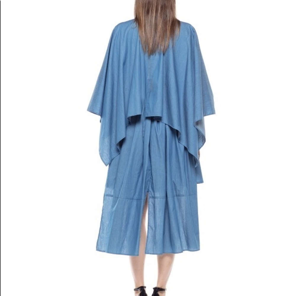 Denim high low. Chambray Cape dress SALE - Picture 2 of 7